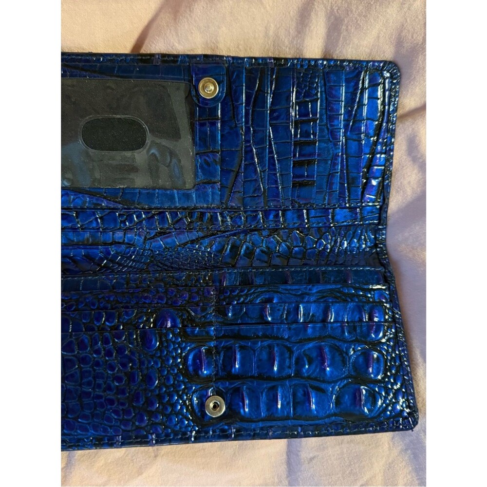 Brahmin Melbourne Ady Bifold Wallet Neptune Blue Croc Embossed Genuine Leather - Picture 3 of 6